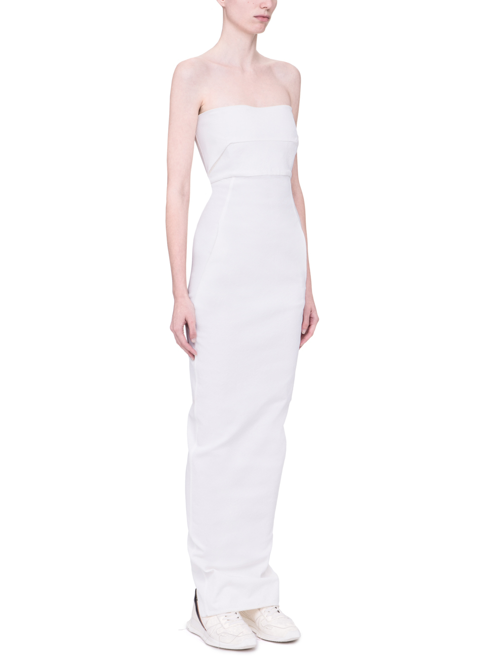 RICK OWENS SS19 BABEL BUSTIER GOWN IN MILK WHITE