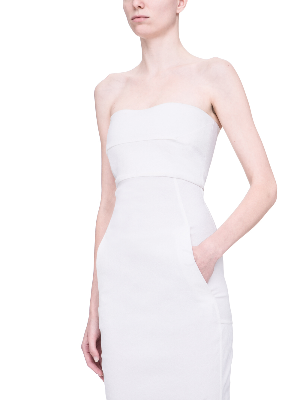 RICK OWENS SS19 BABEL BUSTIER GOWN IN MILK WHITE