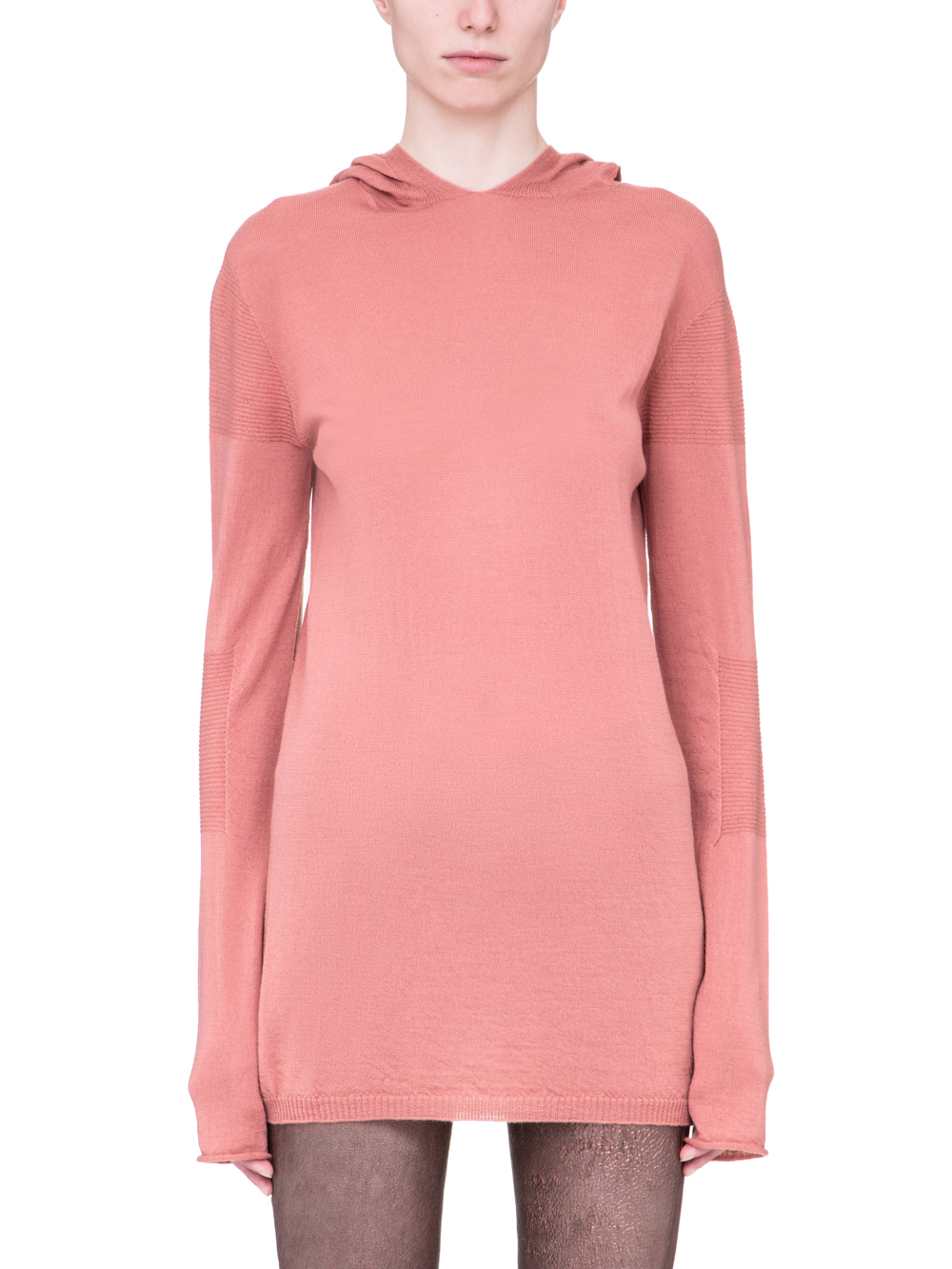RICK OWENS SS19 BABEL LONGSLEEVE HOODIE IN CYCLAMEN PINK