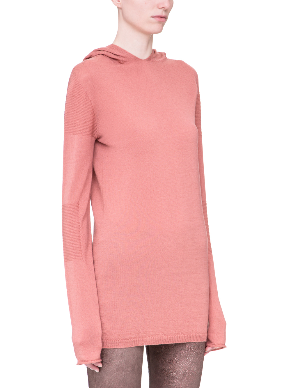 RICK OWENS SS19 BABEL LONGSLEEVE HOODIE IN CYCLAMEN PINK