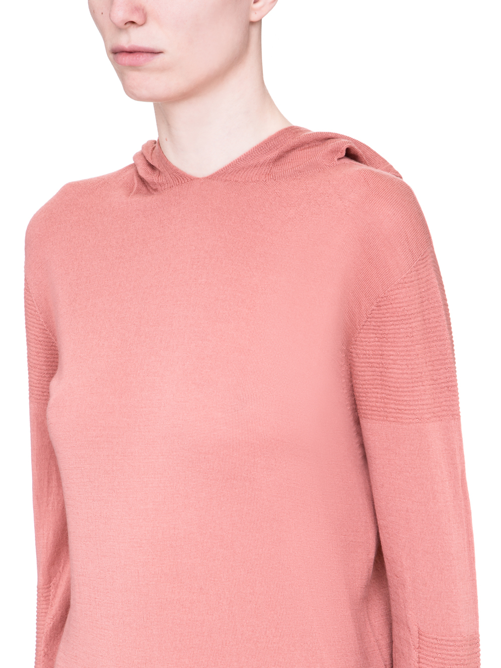 RICK OWENS SS19 BABEL LONGSLEEVE HOODIE IN CYCLAMEN PINK