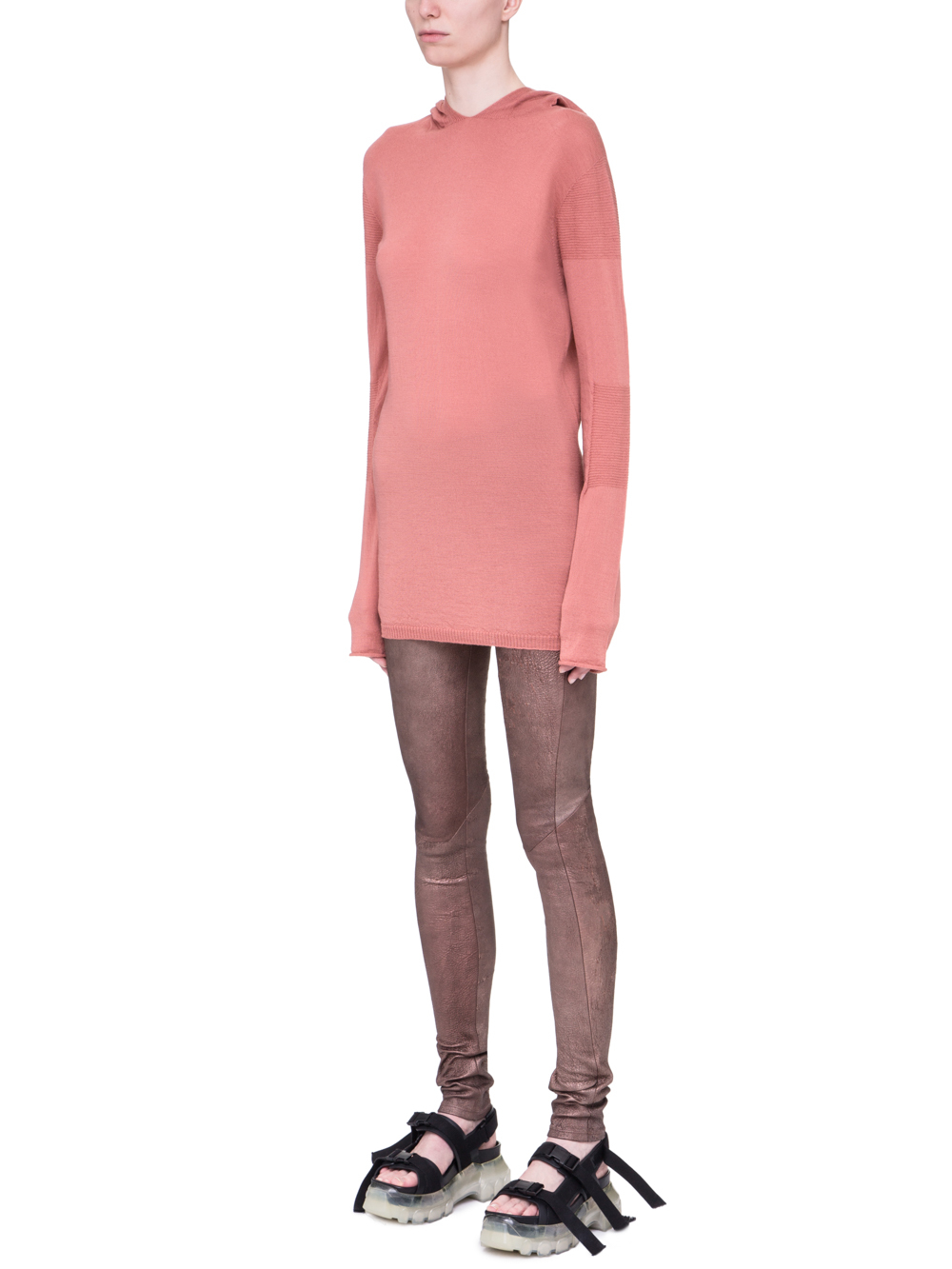 RICK OWENS SS19 BABEL LONGSLEEVE HOODIE IN CYCLAMEN PINK