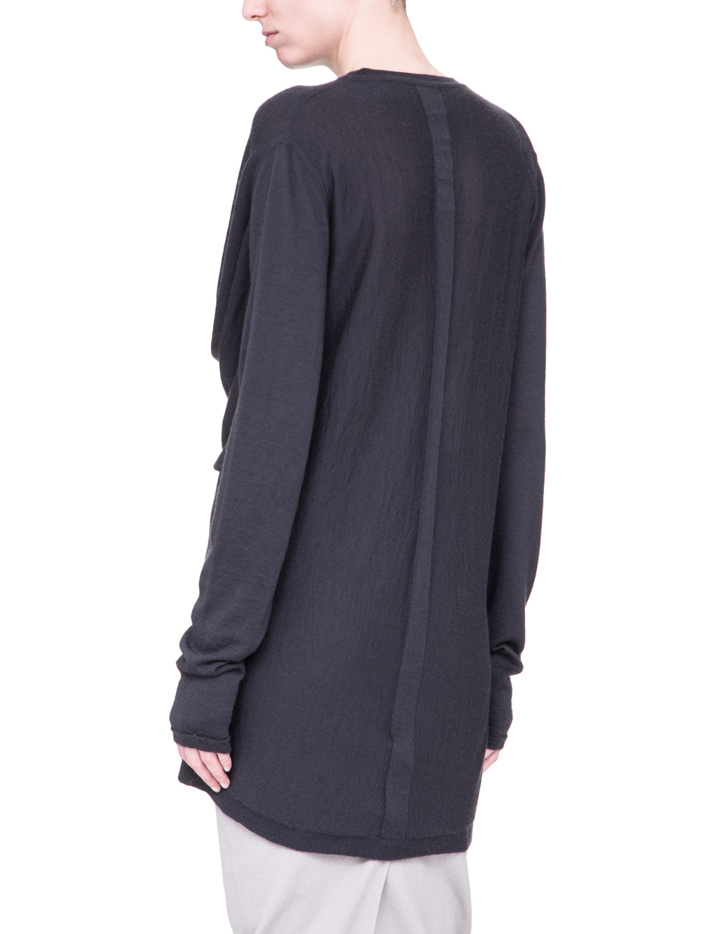 RICK OWENS SS19 BABEL DRAPED KNIT SWEATER IN BLUEJAY BLUE CASHMERE