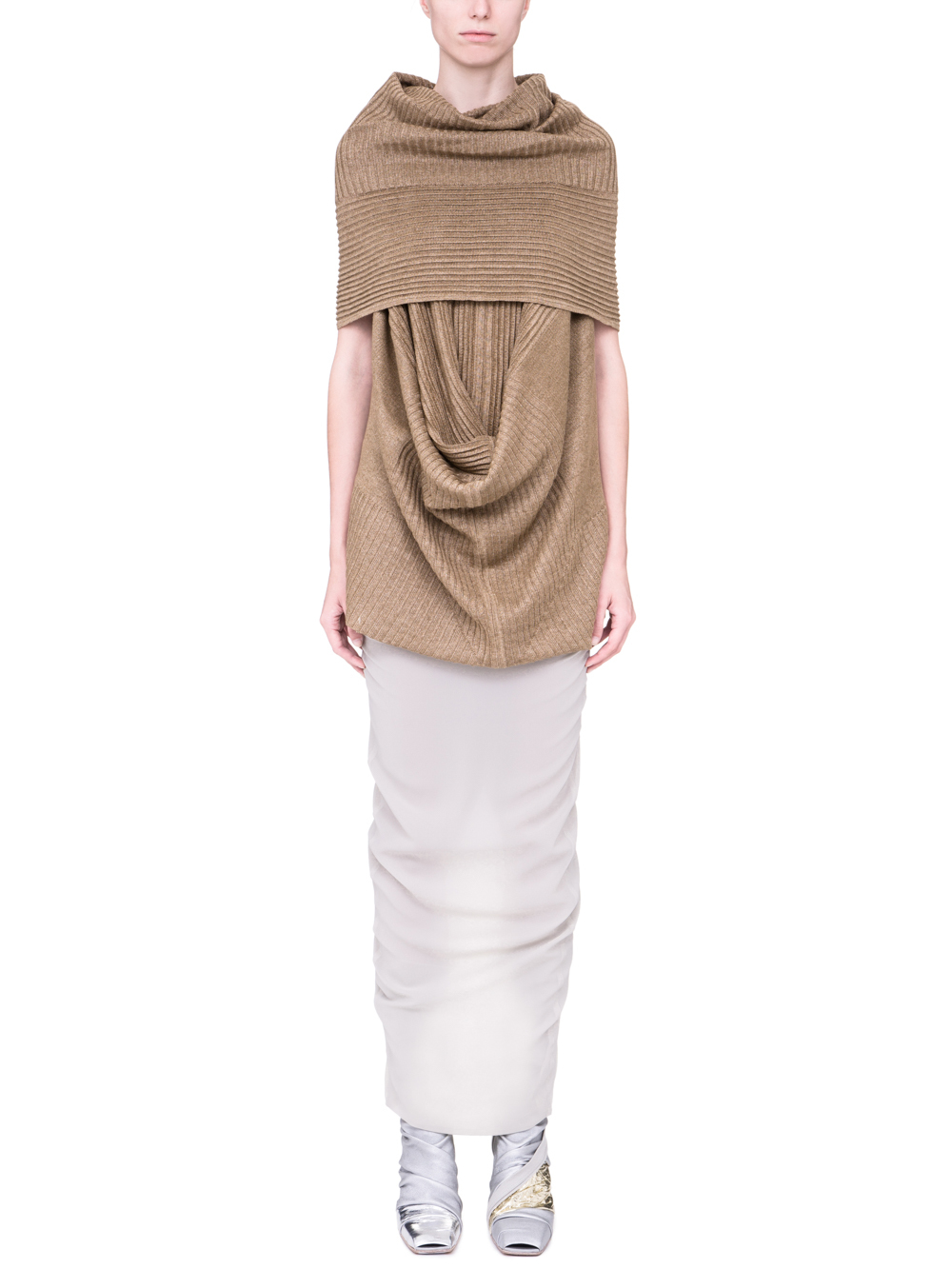 RICK OWENS SS19 BABEL SLEEVELESS SEAHORSE TOP IN GOLD