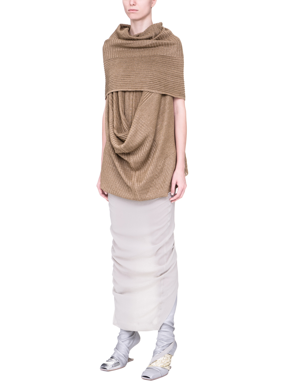 RICK OWENS SS19 BABEL SLEEVELESS SEAHORSE TOP IN GOLD