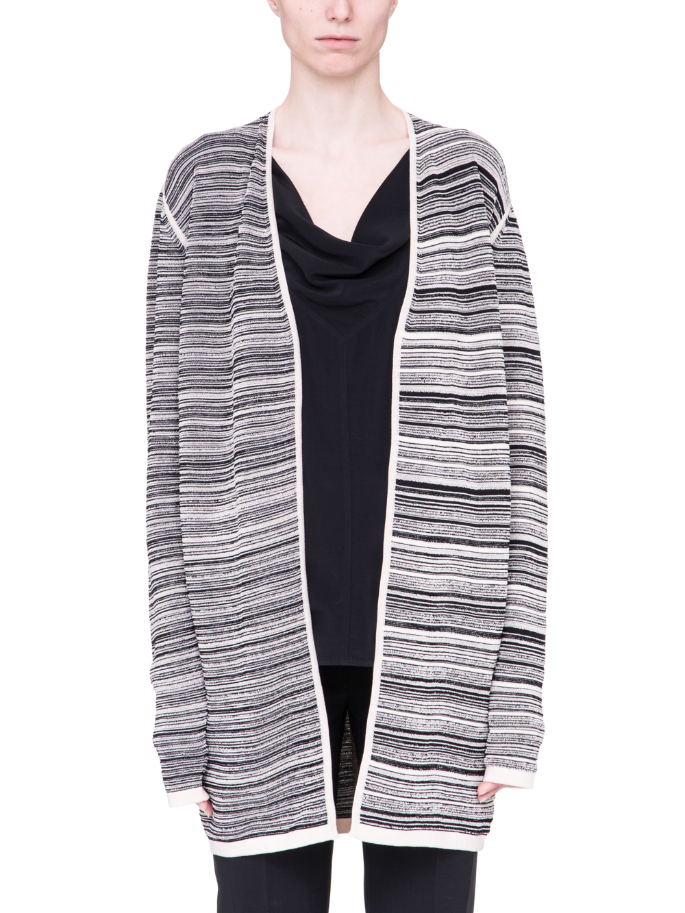 RICK OWENS SS19 BABEL DIRT CARDIGAN IN BLACK AND NATURAL BEIGE