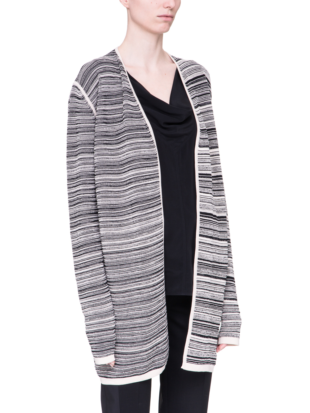 RICK OWENS SS19 BABEL DIRT CARDIGAN IN BLACK AND NATURAL BEIGE