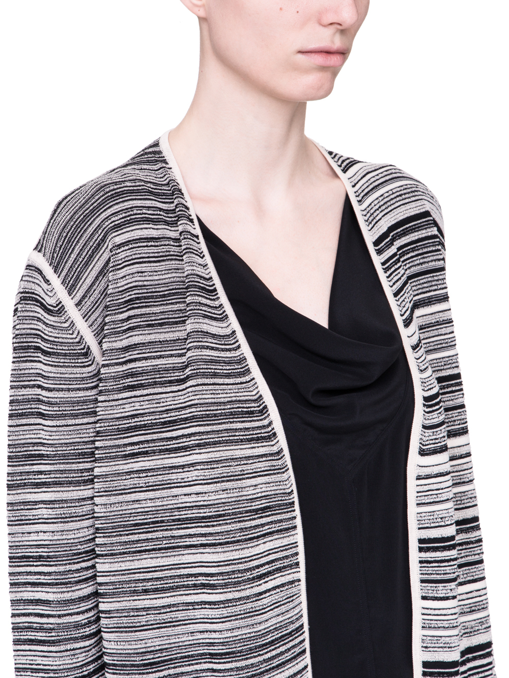 RICK OWENS SS19 BABEL DIRT CARDIGAN IN BLACK AND NATURAL BEIGE