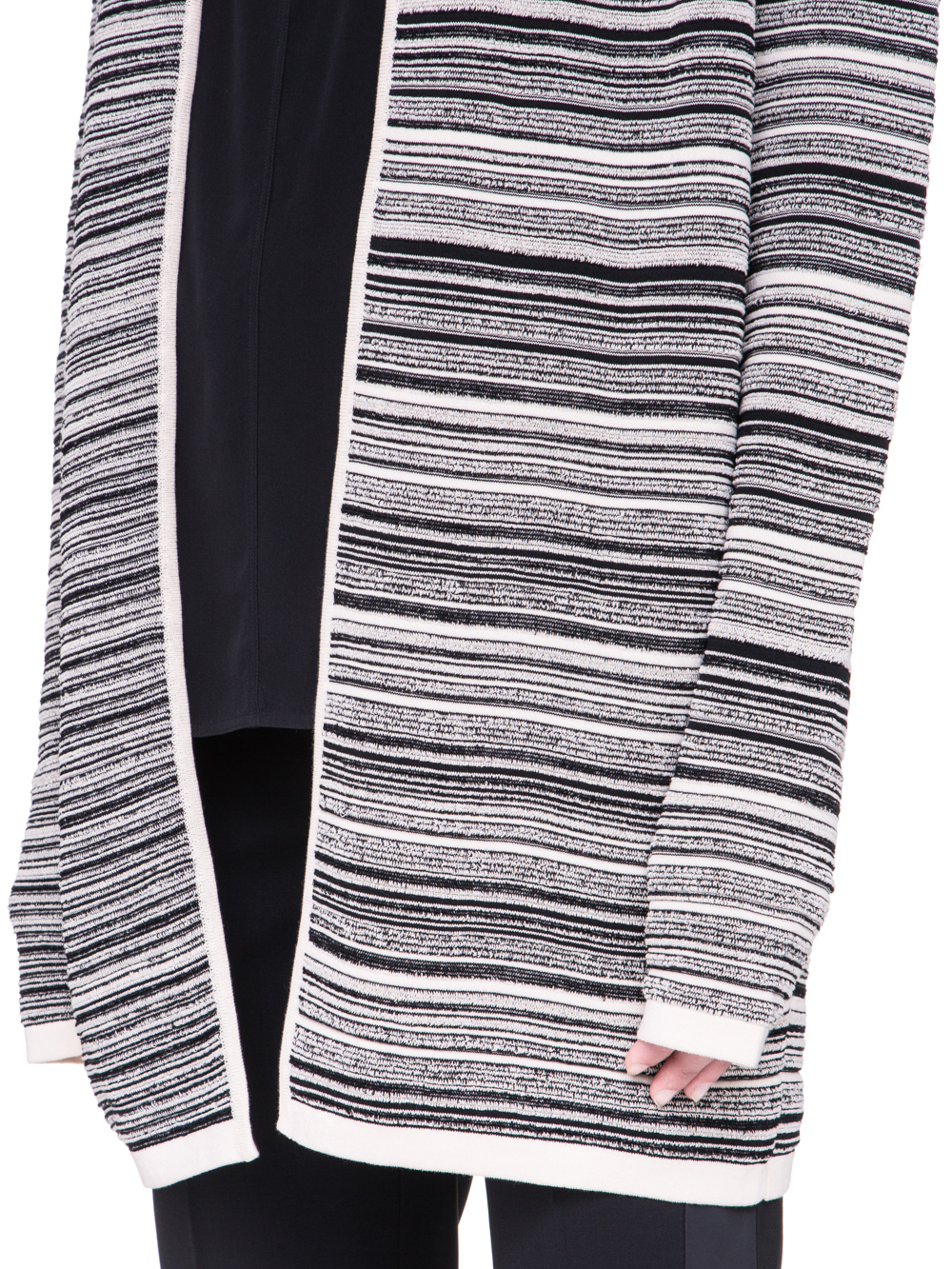 RICK OWENS SS19 BABEL DIRT CARDIGAN IN BLACK AND NATURAL BEIGE