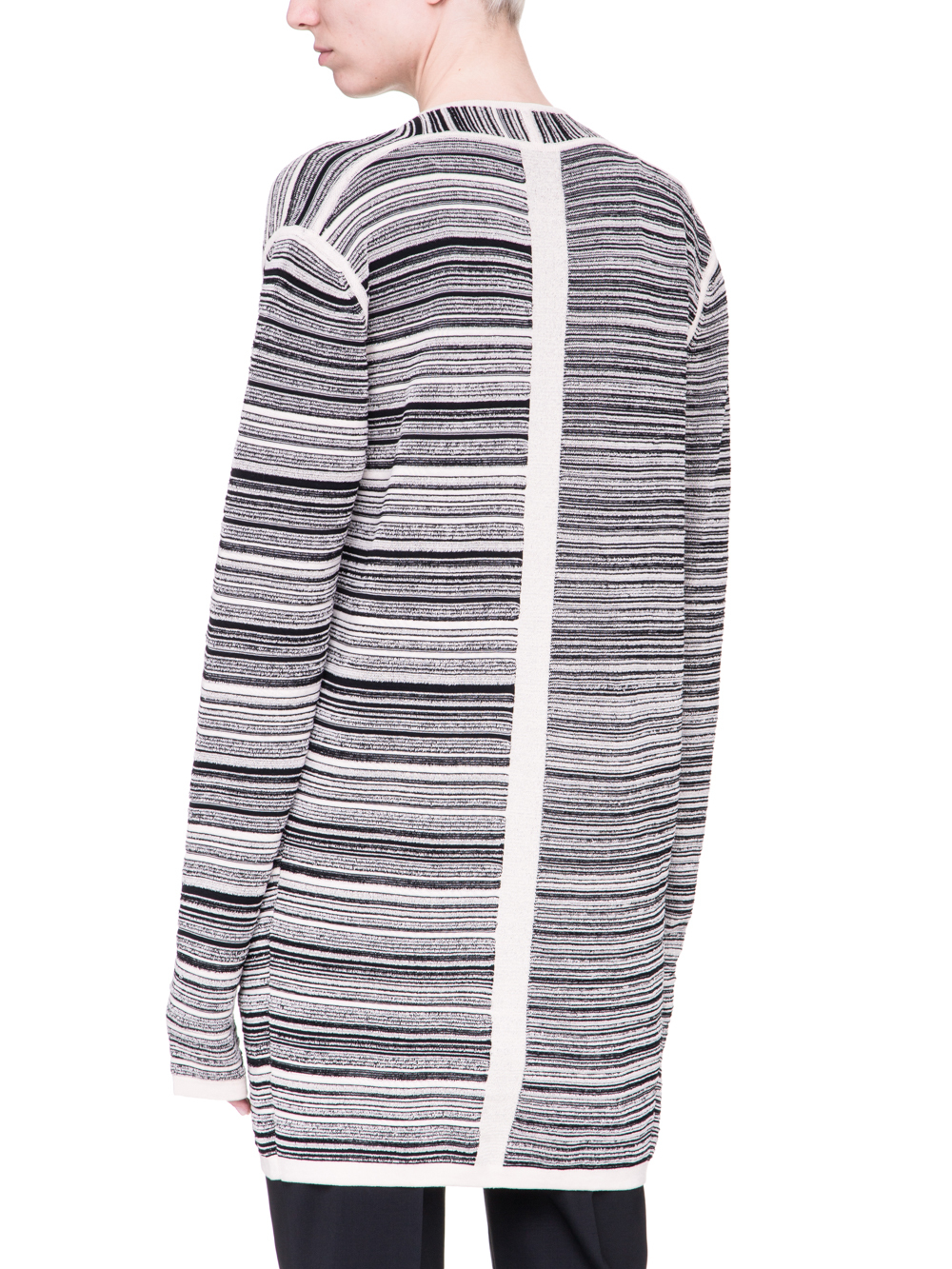 RICK OWENS SS19 BABEL DIRT CARDIGAN IN BLACK AND NATURAL BEIGE