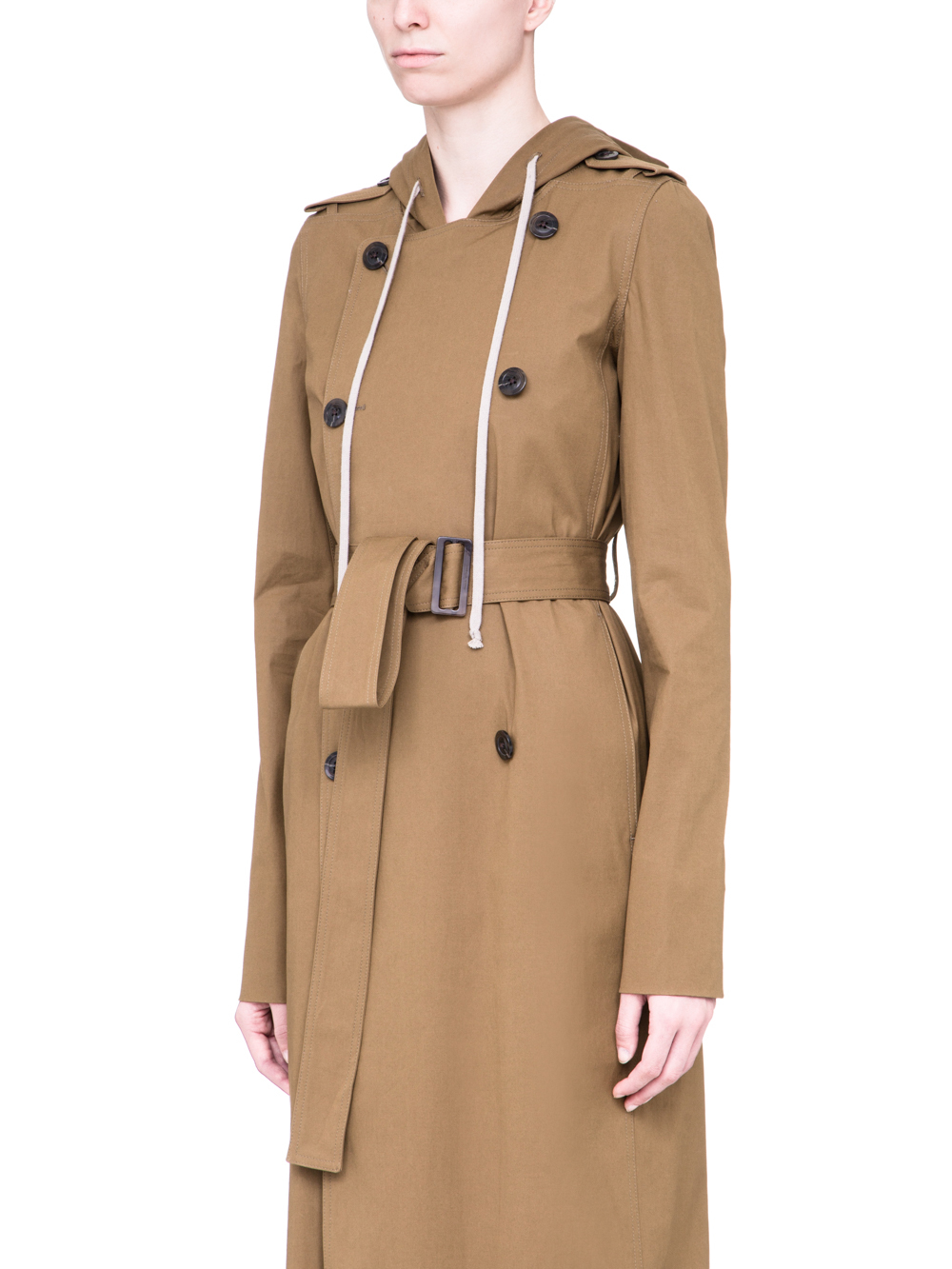 RICK OWENS SS19 BABEL SOFT TRENCH IN MUSTARD GREEN
