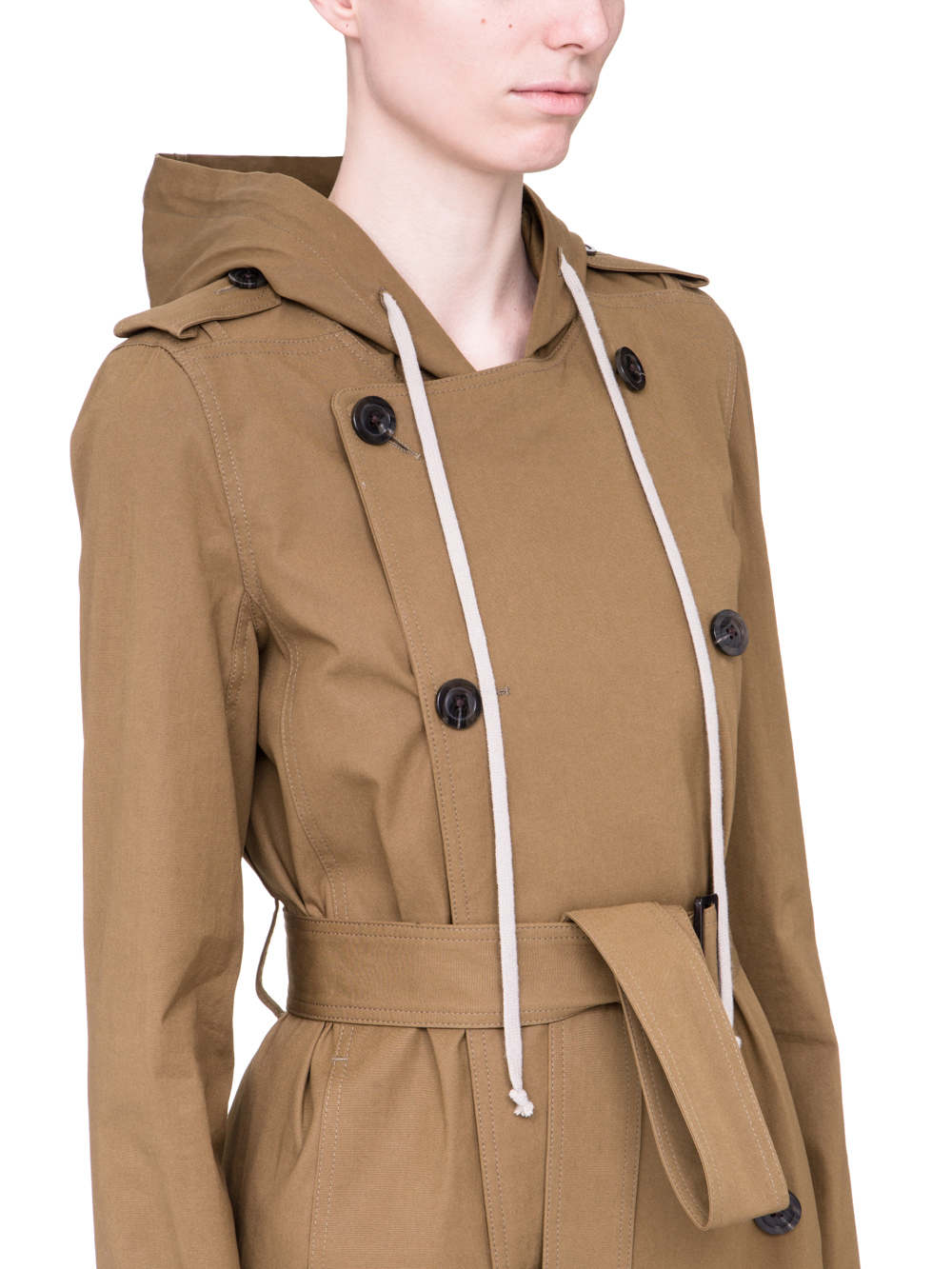 RICK OWENS SS19 BABEL SOFT TRENCH IN MUSTARD GREEN