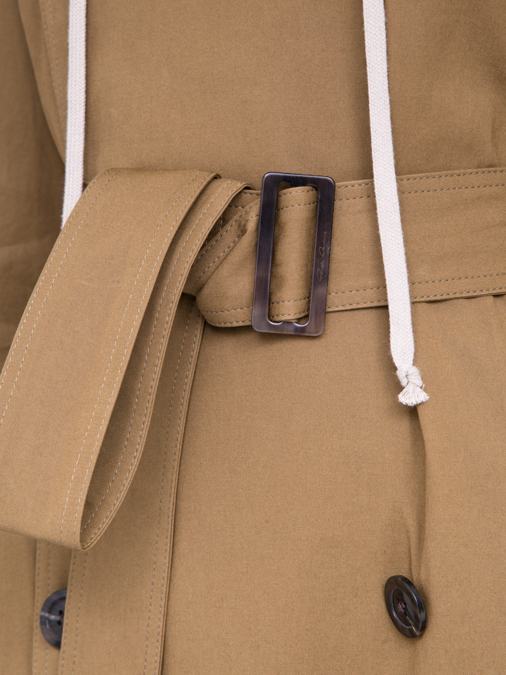 RICK OWENS SS19 BABEL SOFT TRENCH IN MUSTARD GREEN