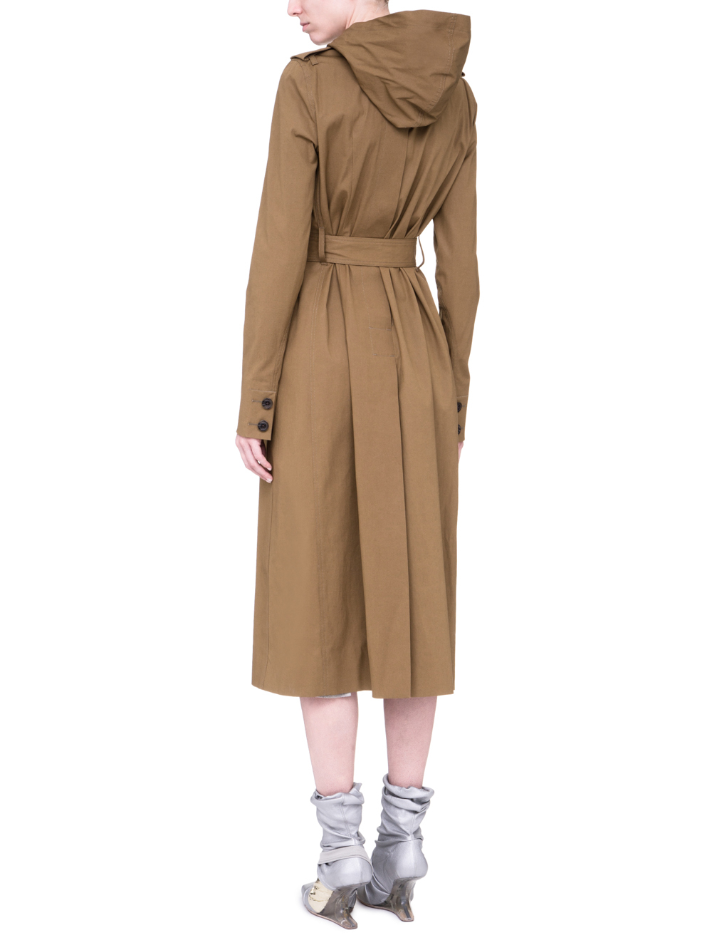RICK OWENS SS19 BABEL SOFT TRENCH IN MUSTARD GREEN