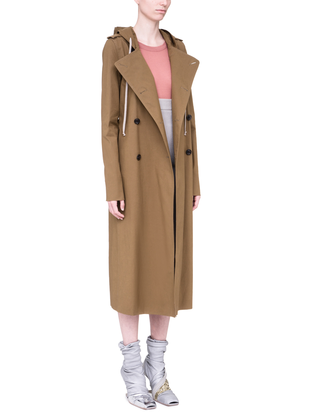 RICK OWENS SS19 BABEL SOFT TRENCH IN MUSTARD GREEN