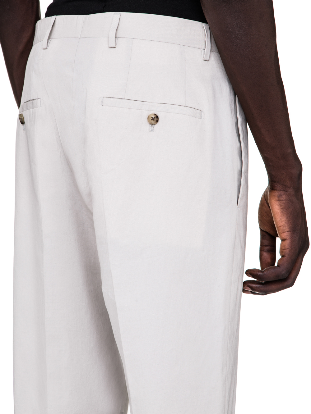 RICK OWENS SS19 BABEL SLIM CROPPED ASTAIRES TROUSERS IN OYSTER LIGHT GREY