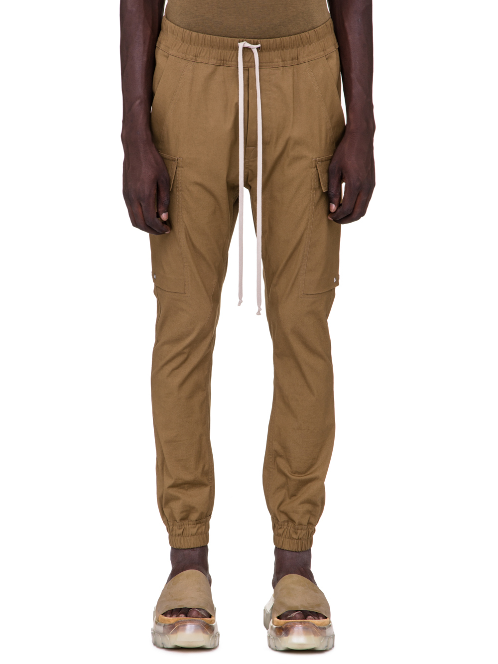 RICK OWENS SS19 BABEL CARGO JOG PANTS IN MUSTARD GREEN