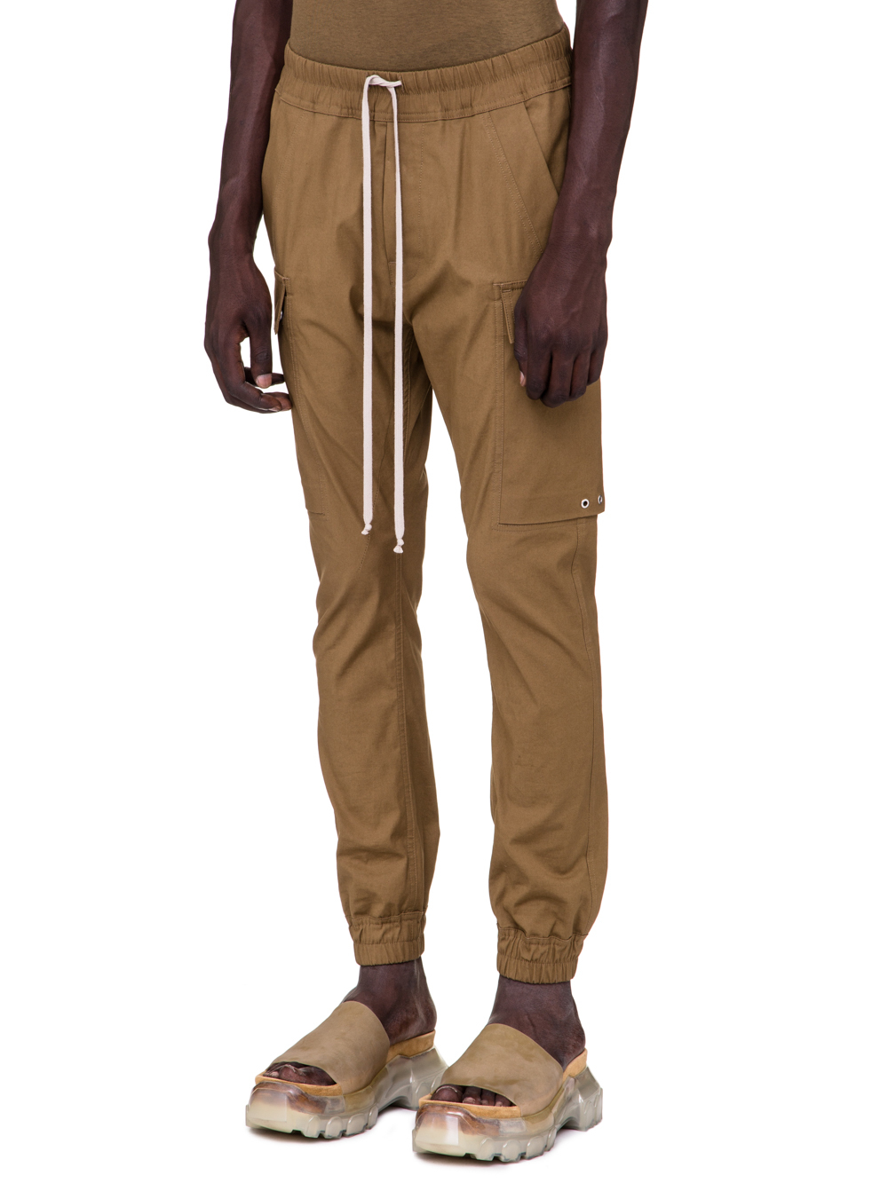 RICK OWENS SS19 BABEL CARGO JOG PANTS IN MUSTARD GREEN