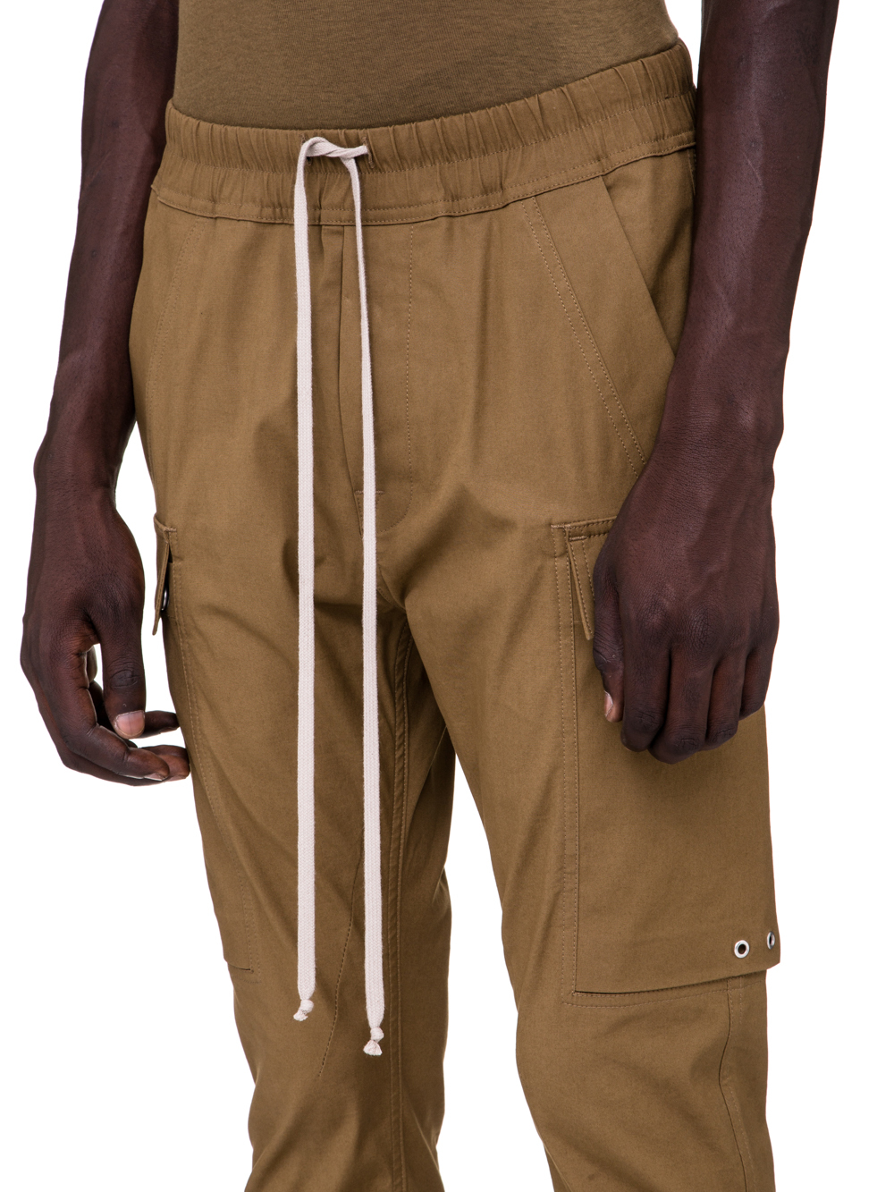 RICK OWENS SS19 BABEL CARGO JOG PANTS IN MUSTARD GREEN