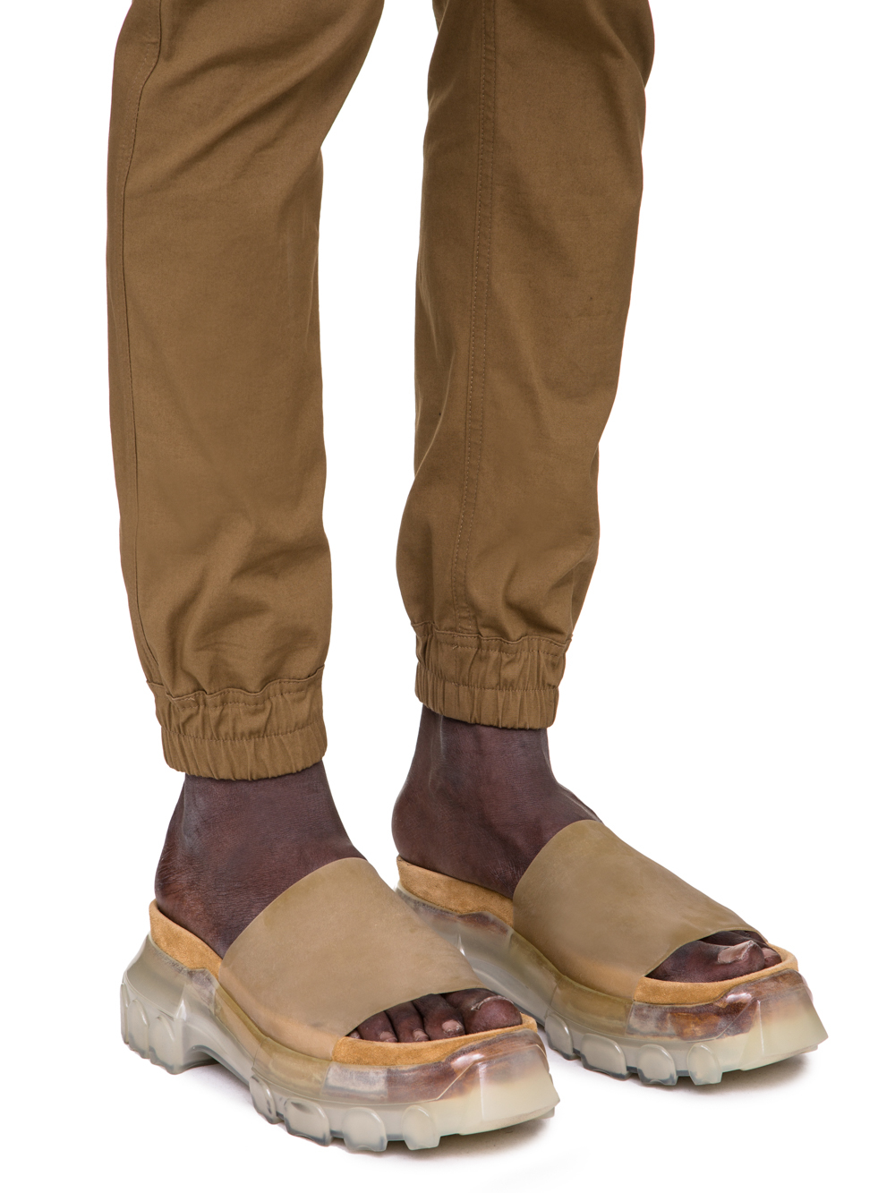 RICK OWENS SS19 BABEL CARGO JOG PANTS IN MUSTARD GREEN