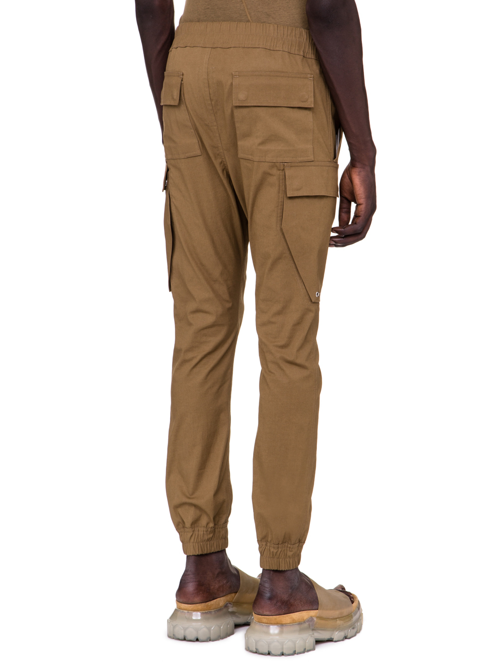 RICK OWENS SS19 BABEL CARGO JOG PANTS IN MUSTARD GREEN