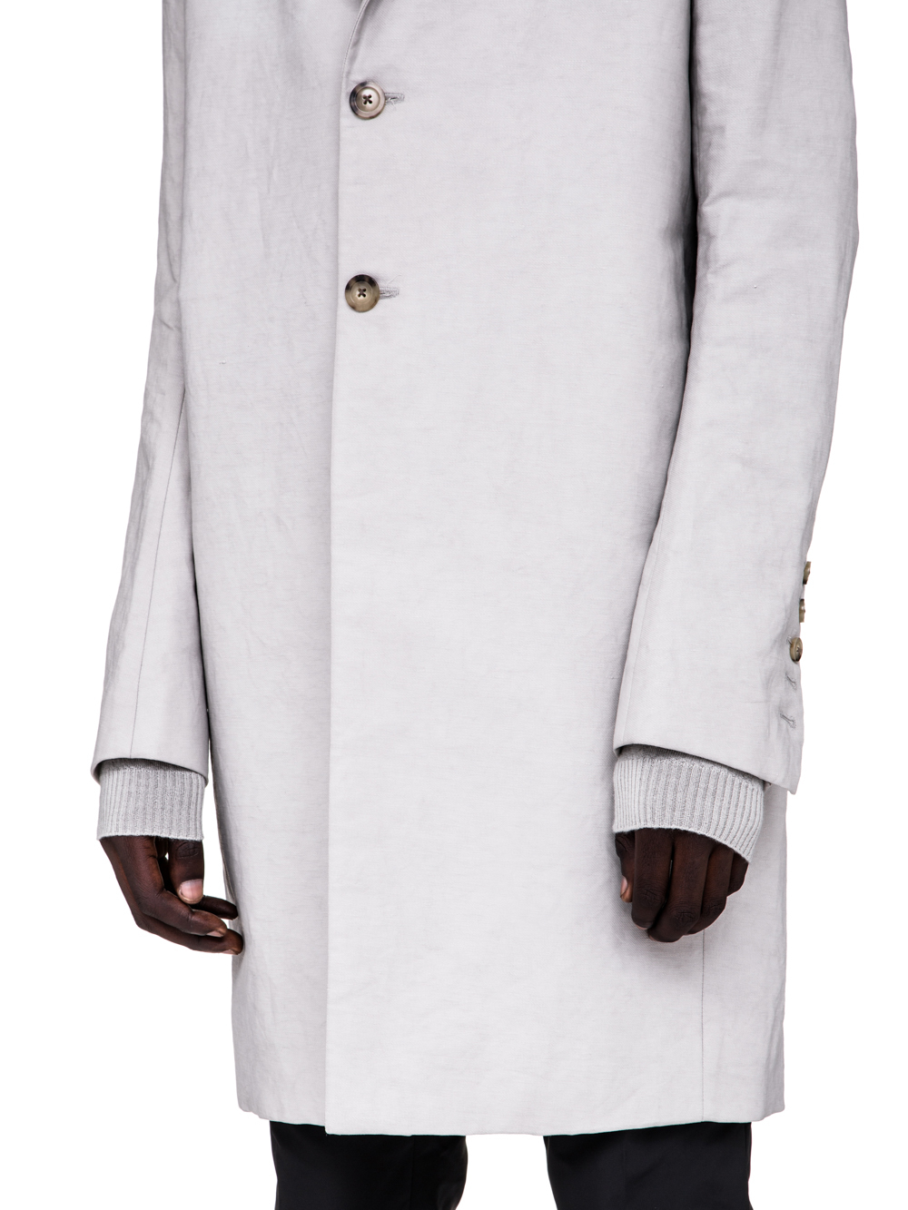 RICK OWENS SS19 BABEL MOREAU PEACOAT IN OYSTER LIGHT GREY