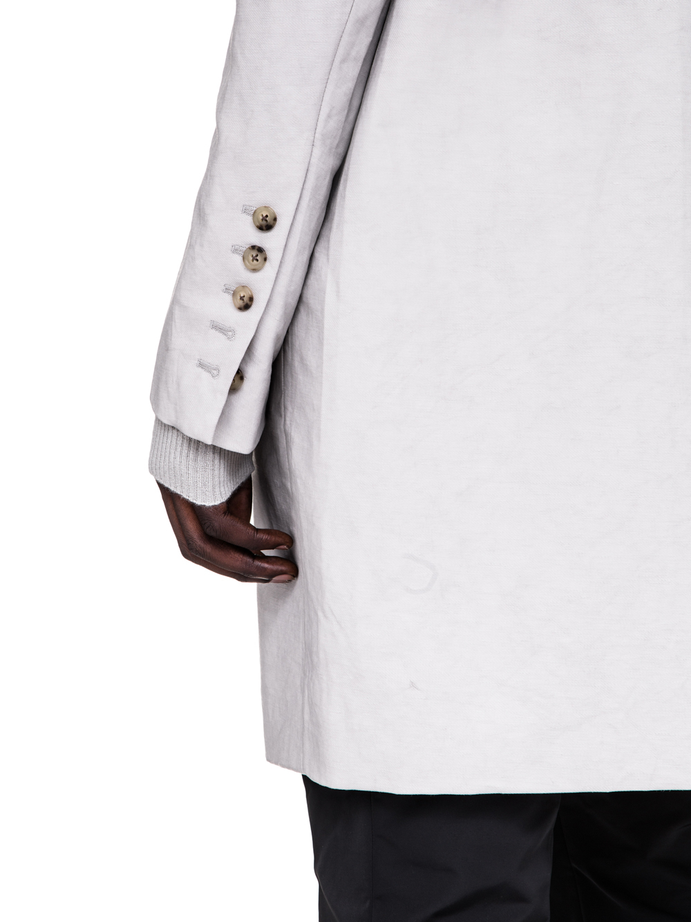 RICK OWENS SS19 BABEL MOREAU PEACOAT IN OYSTER LIGHT GREY