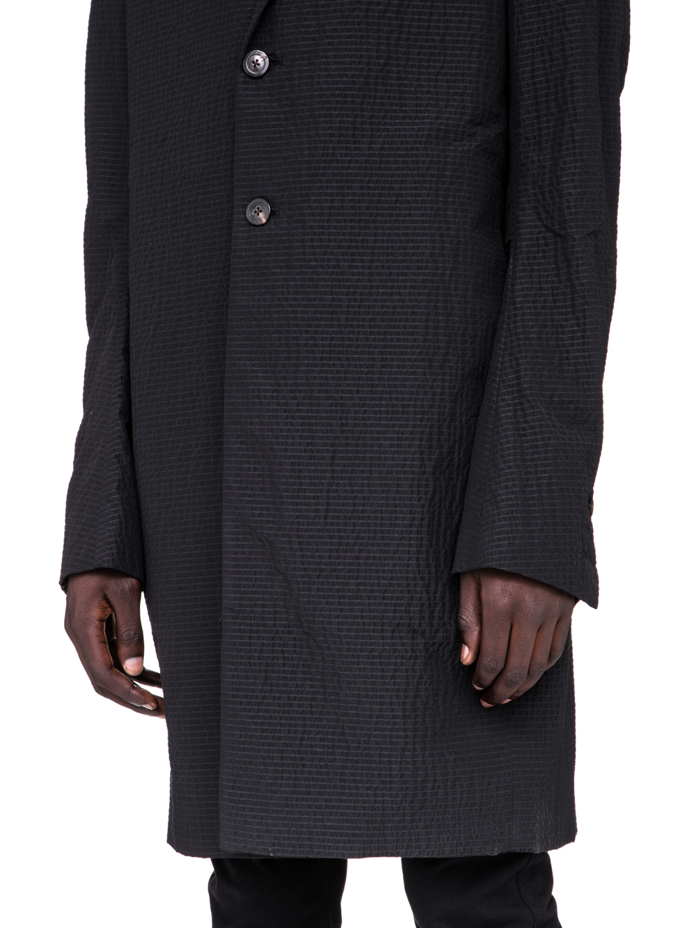 RICK OWENS SS19 BABEL MOREAU PEACOAT IN BLACK