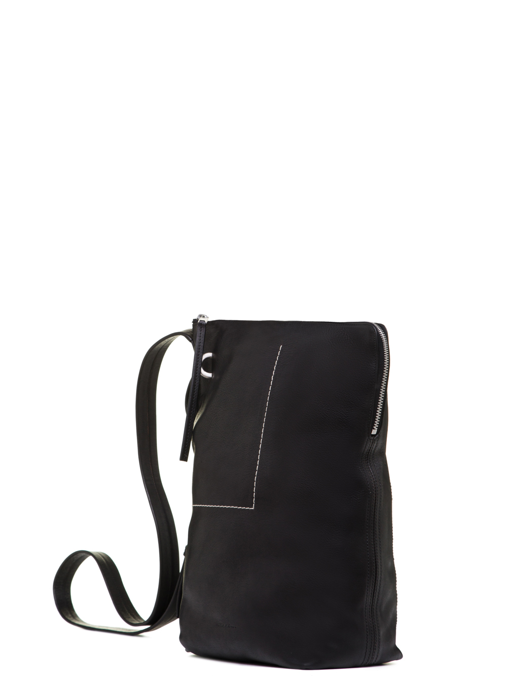 RICK OWENS SS19 BABEL SMALL BUCKET IN BLACK VEGETAL TANNED COW LEATHER