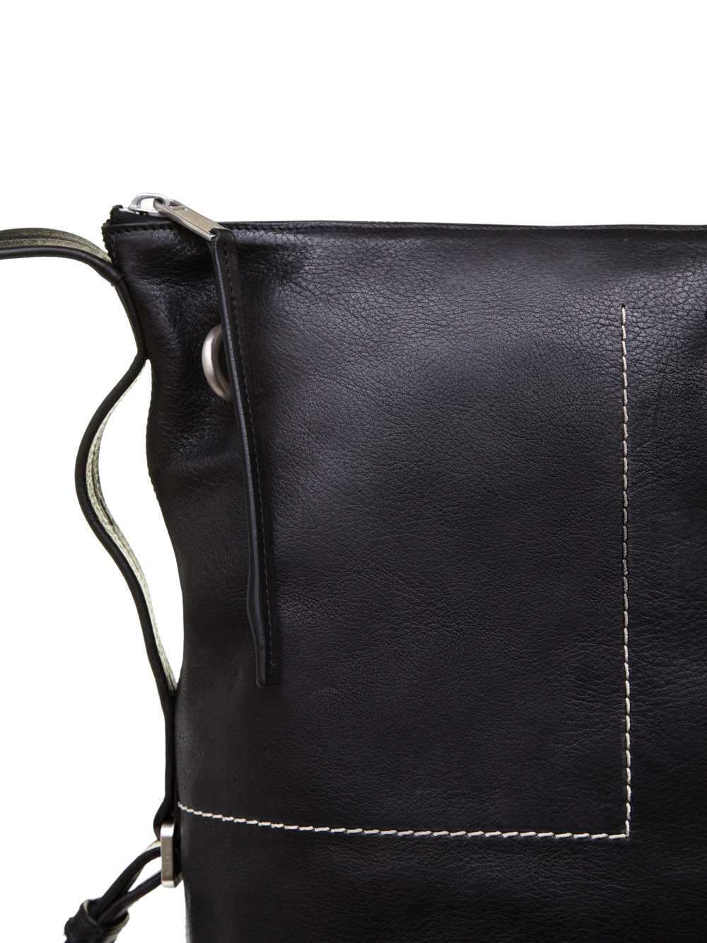 RICK OWENS SS19 BABEL SMALL BUCKET IN BLACK VEGETAL TANNED COW LEATHER