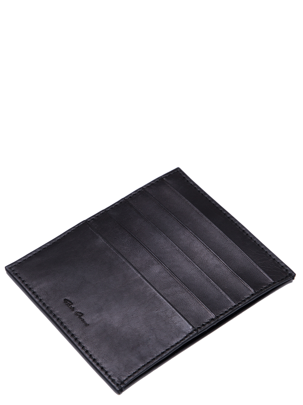 RICK OWENS SS19 BABEL CREDIT CARD HOLDER IN BLACK LEATHER