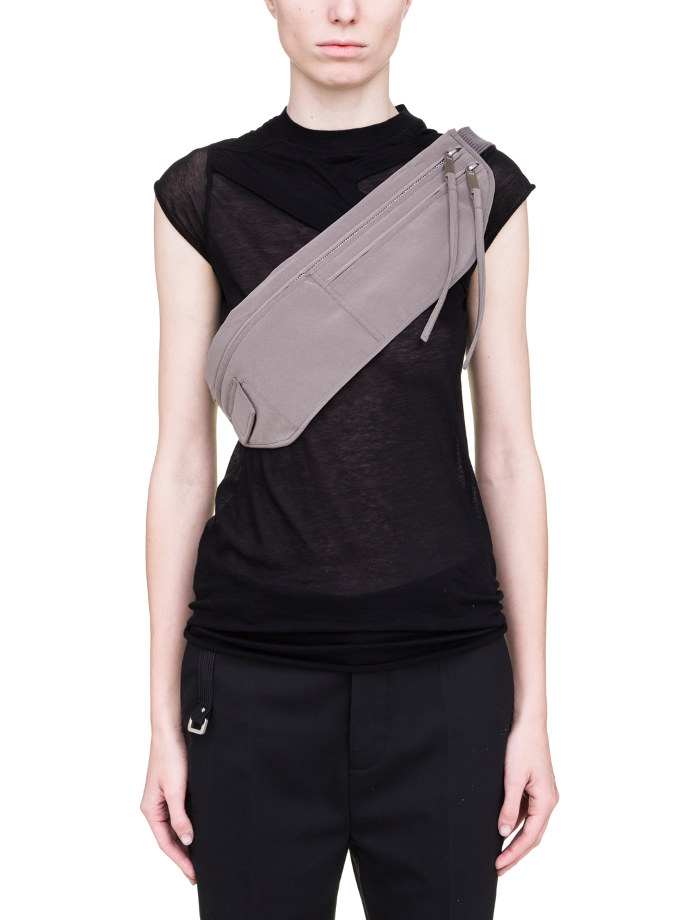 RICK OWENS SS19 BABEL MONEY BELT IN DUST GREY SILK CREPE