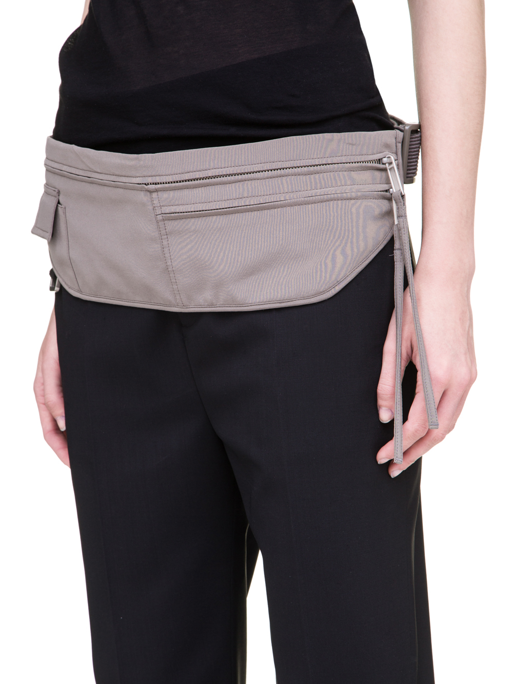 RICK OWENS SS19 BABEL MONEY BELT IN DUST GREY SILK CREPE