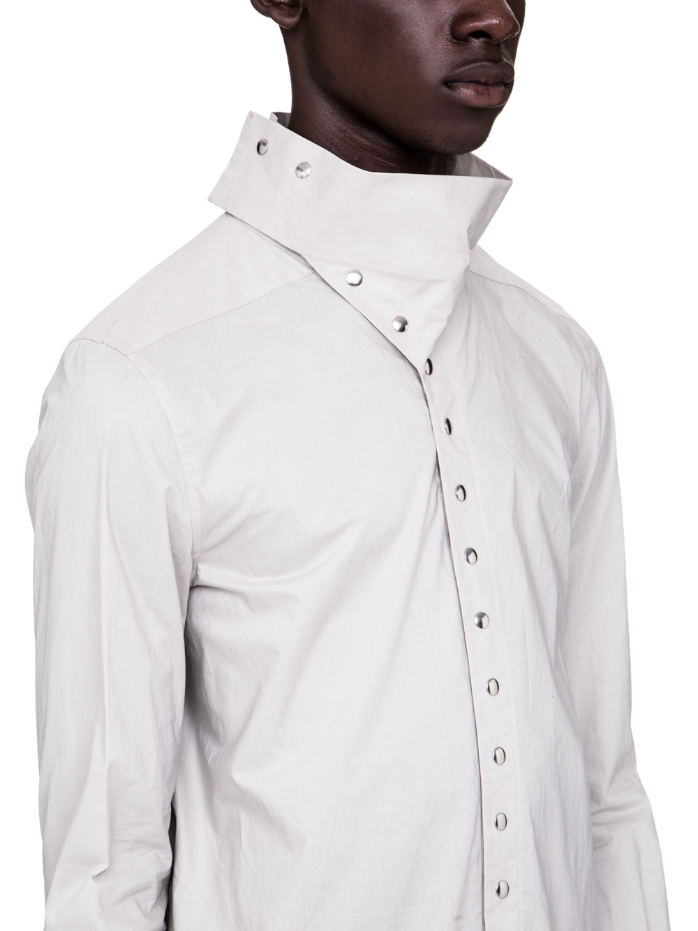 RICK OWENS SS19 BABEL ISLAND SHIRT IN OYSTER LIGHT GREY
