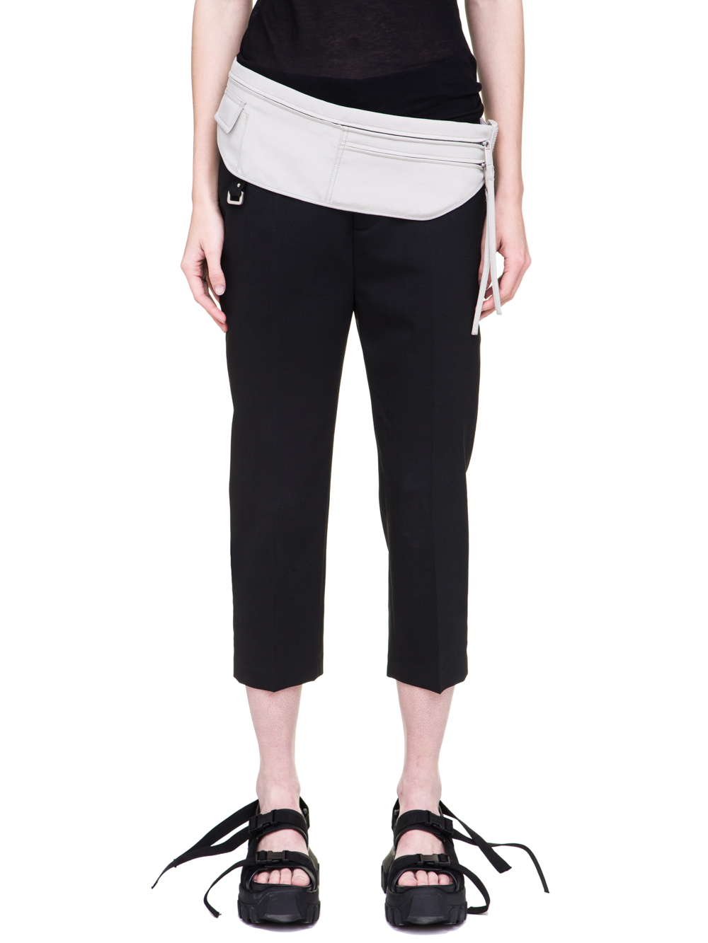 RICK OWENS SS19 BABEL MONEY BELT OYSTER LIGHT GREY SILK