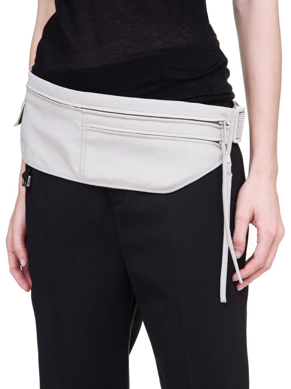 RICK OWENS SS19 BABEL MONEY BELT OYSTER LIGHT GREY SILK