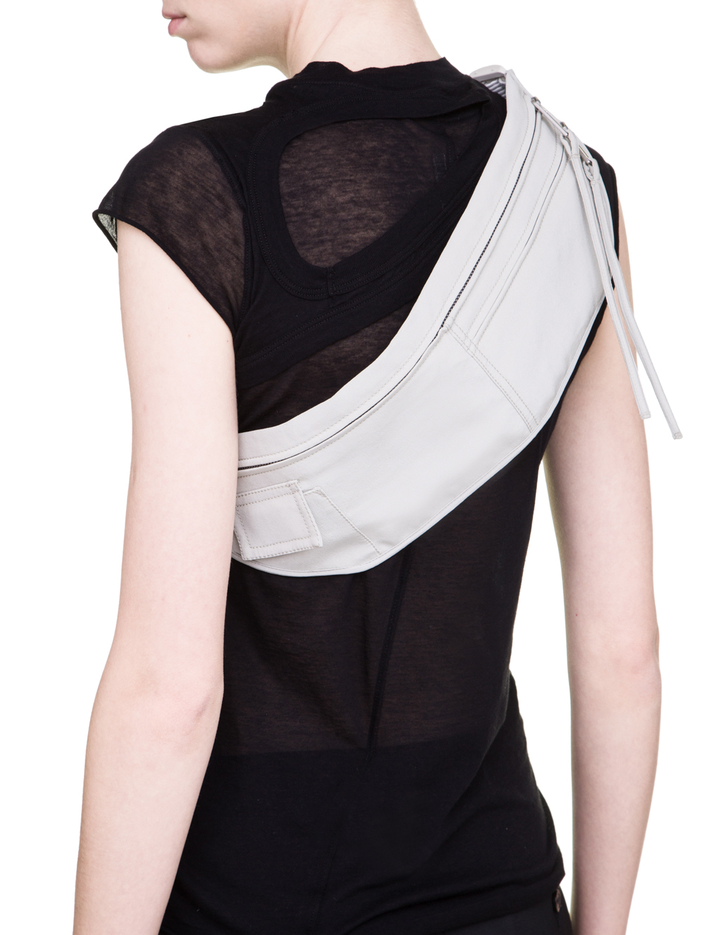 RICK OWENS SS19 BABEL MONEY BELT OYSTER LIGHT GREY SILK