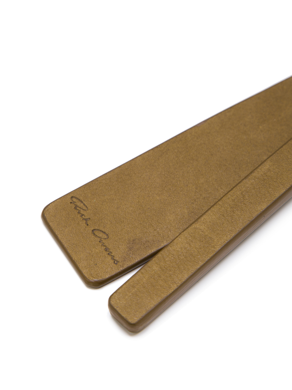RICK OWENS SS19 BABEL TAG IN MUSTARD GREEN CALF LEATHER