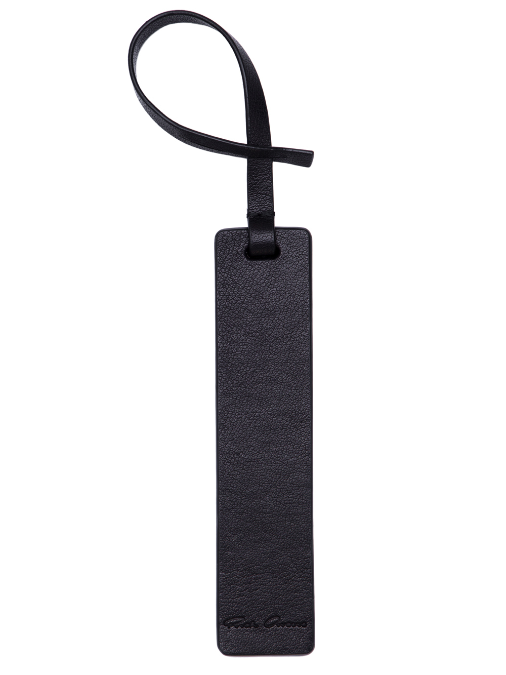 RICK OWENS SS19 BABEL TAG AMULET IN BLACK BUFFALO LEATHER