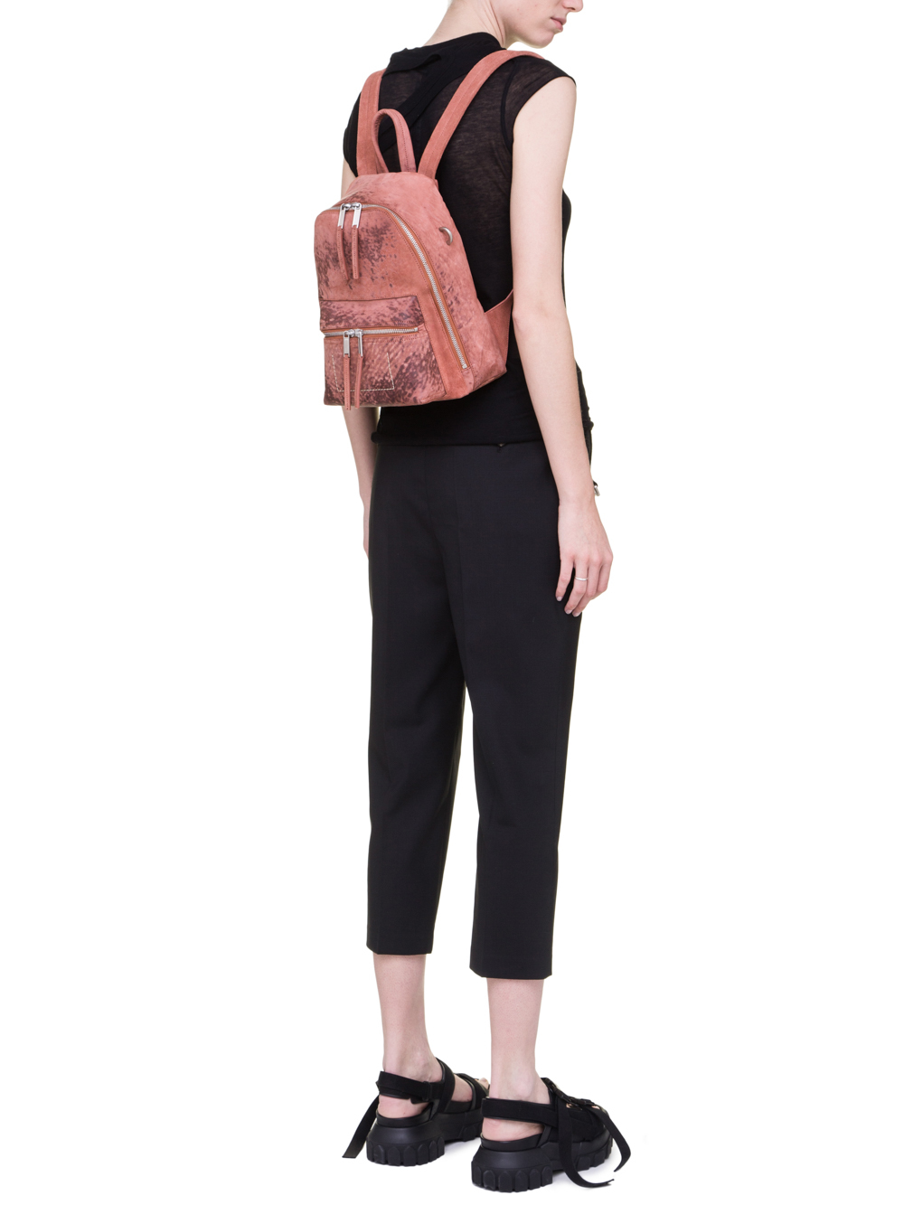 RICK OWENS SS19 BABEL MINI BACKPACK IN CYCLAMEN PINK VEGETAL TANNED HORSE LEATHER