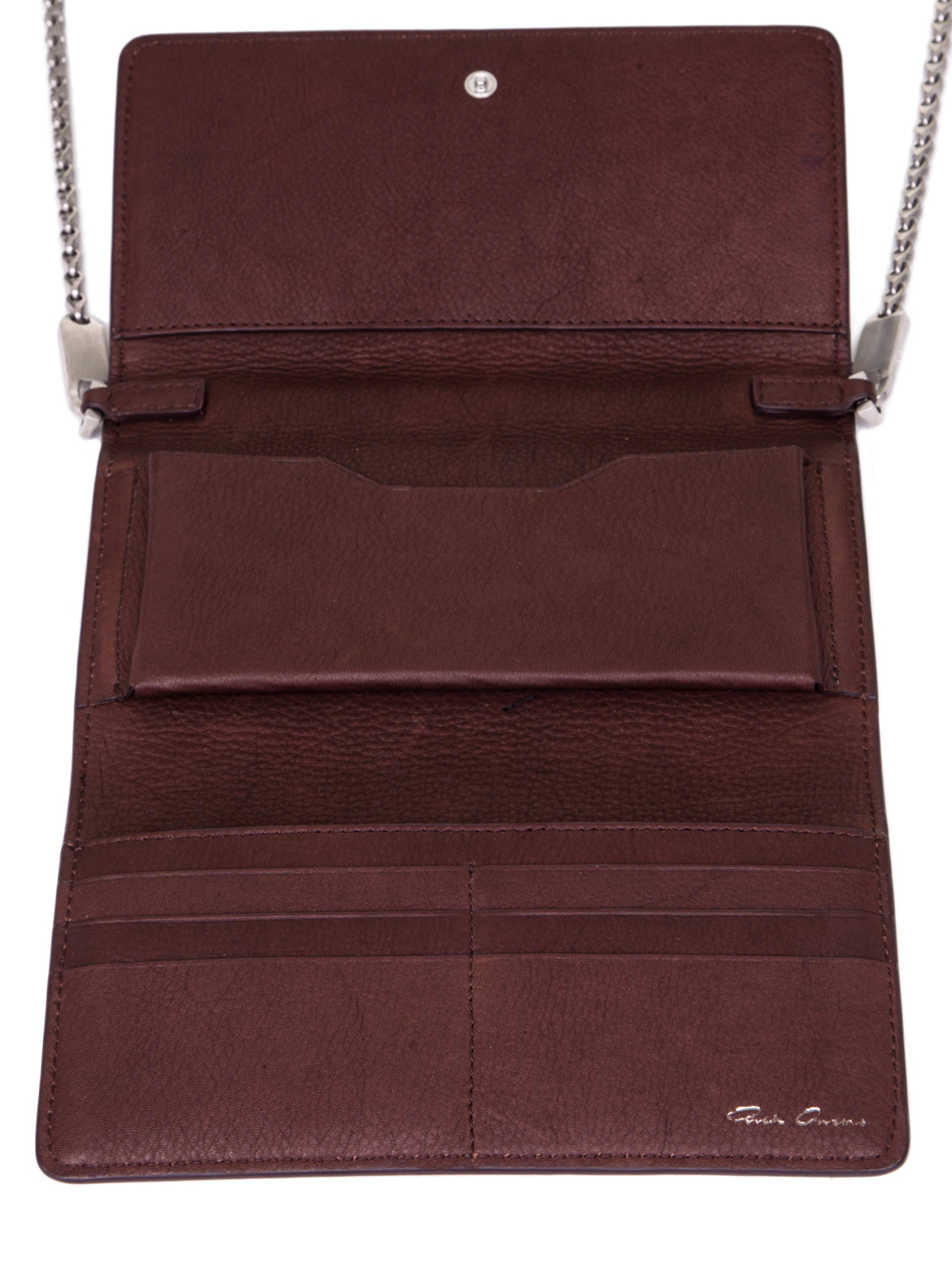 RICK OWENS SS19 BABEL PURSE WALLET IN BLOOD BROWN CALF LEATHER