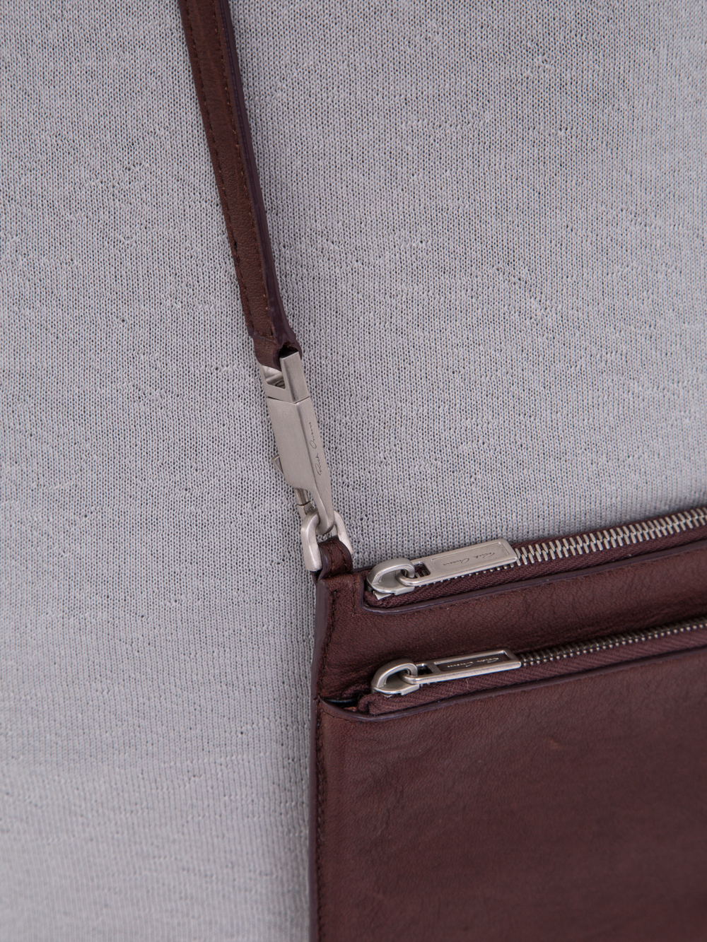 RICK OWENS SS19 BABEL CLUB POUCH IN BLOOD BROWN CALF LEATHER