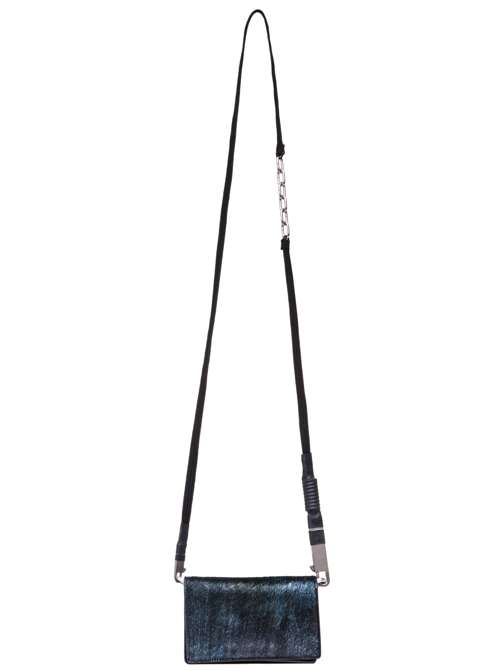 RICK OWENS SS19 BABEL LUNCH BAG IN IRIDESCENT BLUE LEATHER