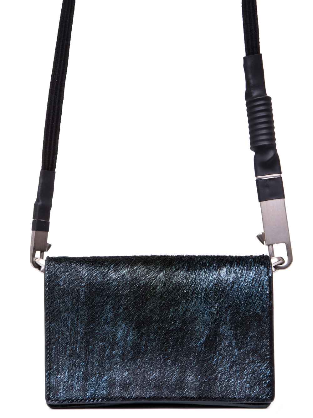 RICK OWENS SS19 BABEL LUNCH BAG IN IRIDESCENT BLUE LEATHER