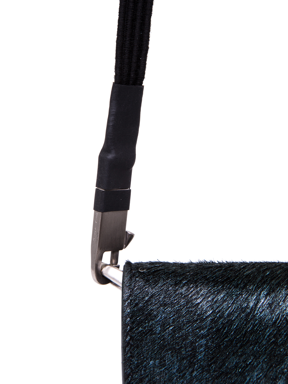 RICK OWENS SS19 BABEL LUNCH BAG IN IRIDESCENT BLUE LEATHER