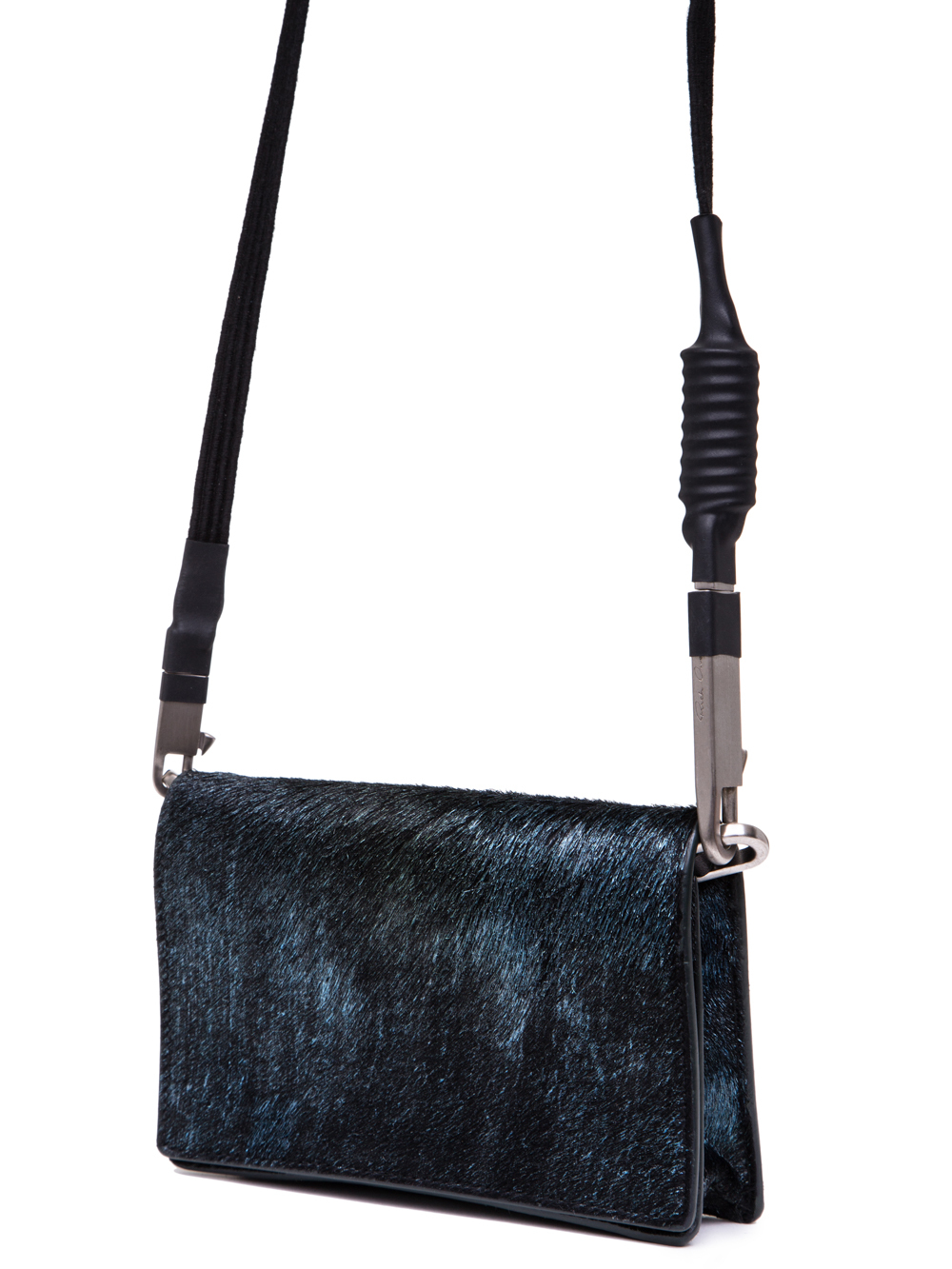 RICK OWENS SS19 BABEL LUNCH BAG IN IRIDESCENT BLUE LEATHER
