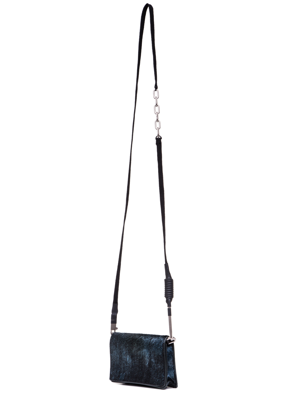 RICK OWENS SS19 BABEL LUNCH BAG IN IRIDESCENT BLUE LEATHER