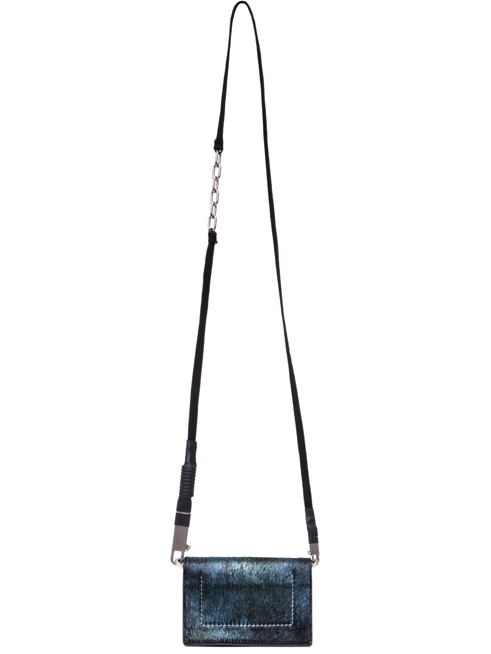 RICK OWENS SS19 BABEL LUNCH BAG IN IRIDESCENT BLUE LEATHER