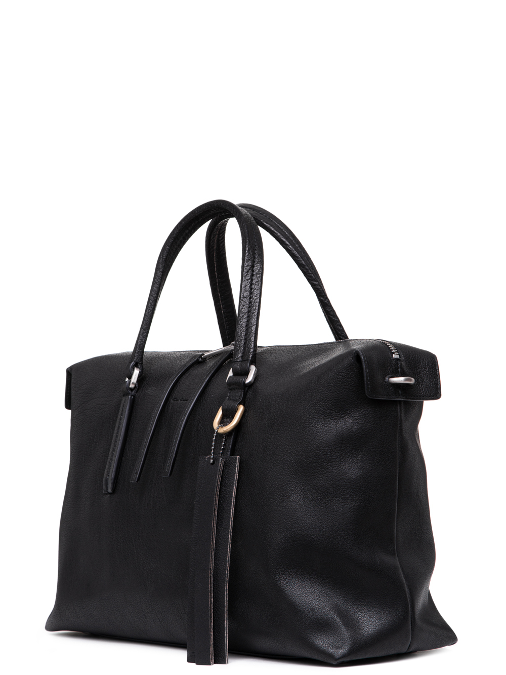RICK OWENS SS19 BABEL DAY BAG IN BLACK VEGETAL TANNED HORSE LEATHER
