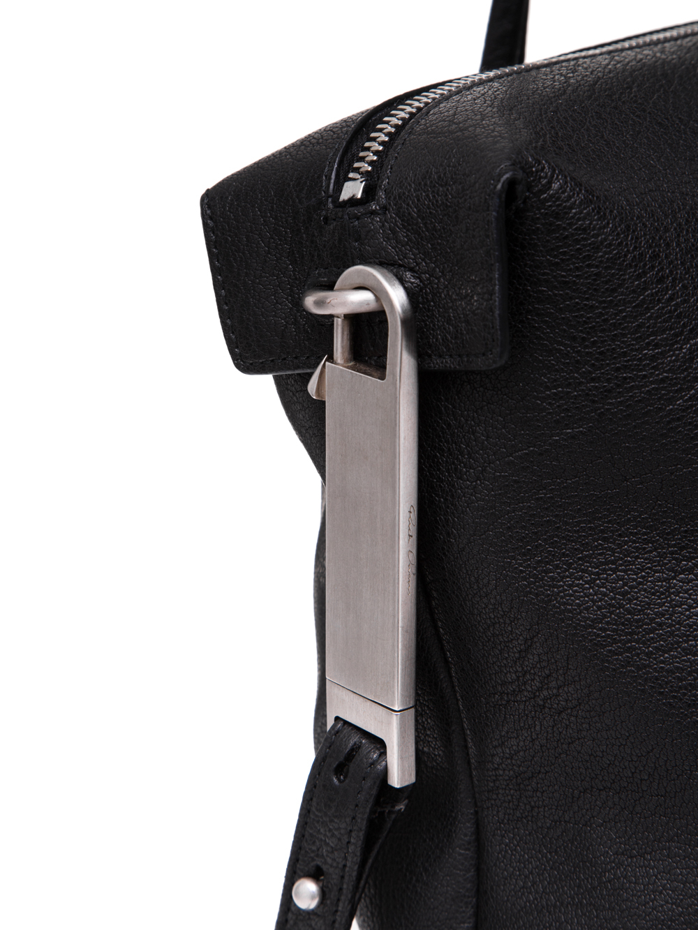 RICK OWENS SS19 BABEL DAY BAG IN BLACK VEGETAL TANNED HORSE LEATHER